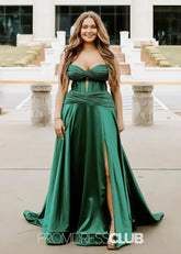 Marian | A Line Dark Red Long Prom Dress Near Me - Price #price_variant_lowest# - Emerald Green - PromDressClub